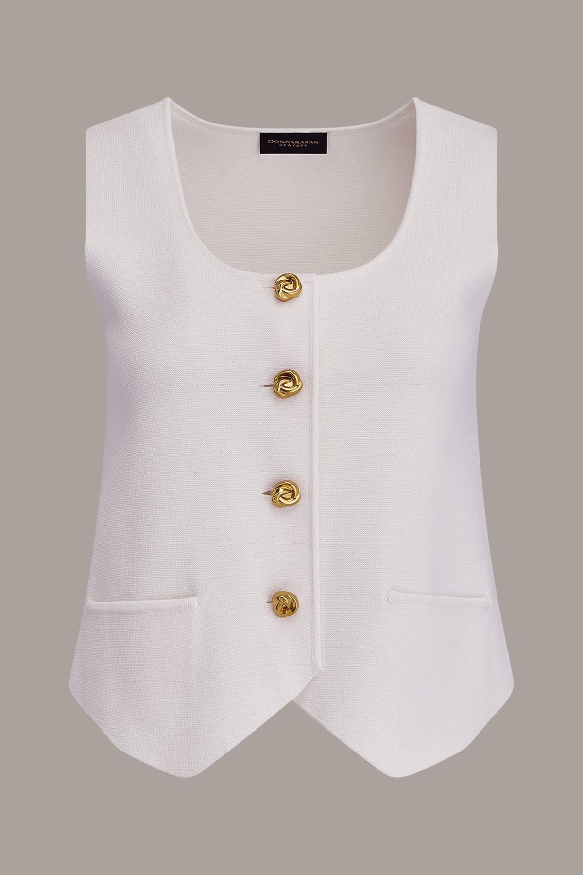 CROPPED SWEATER SUIT VEST - Cream