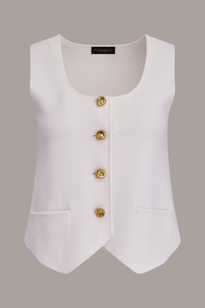CROPPED SWEATER SUIT VEST - Cream