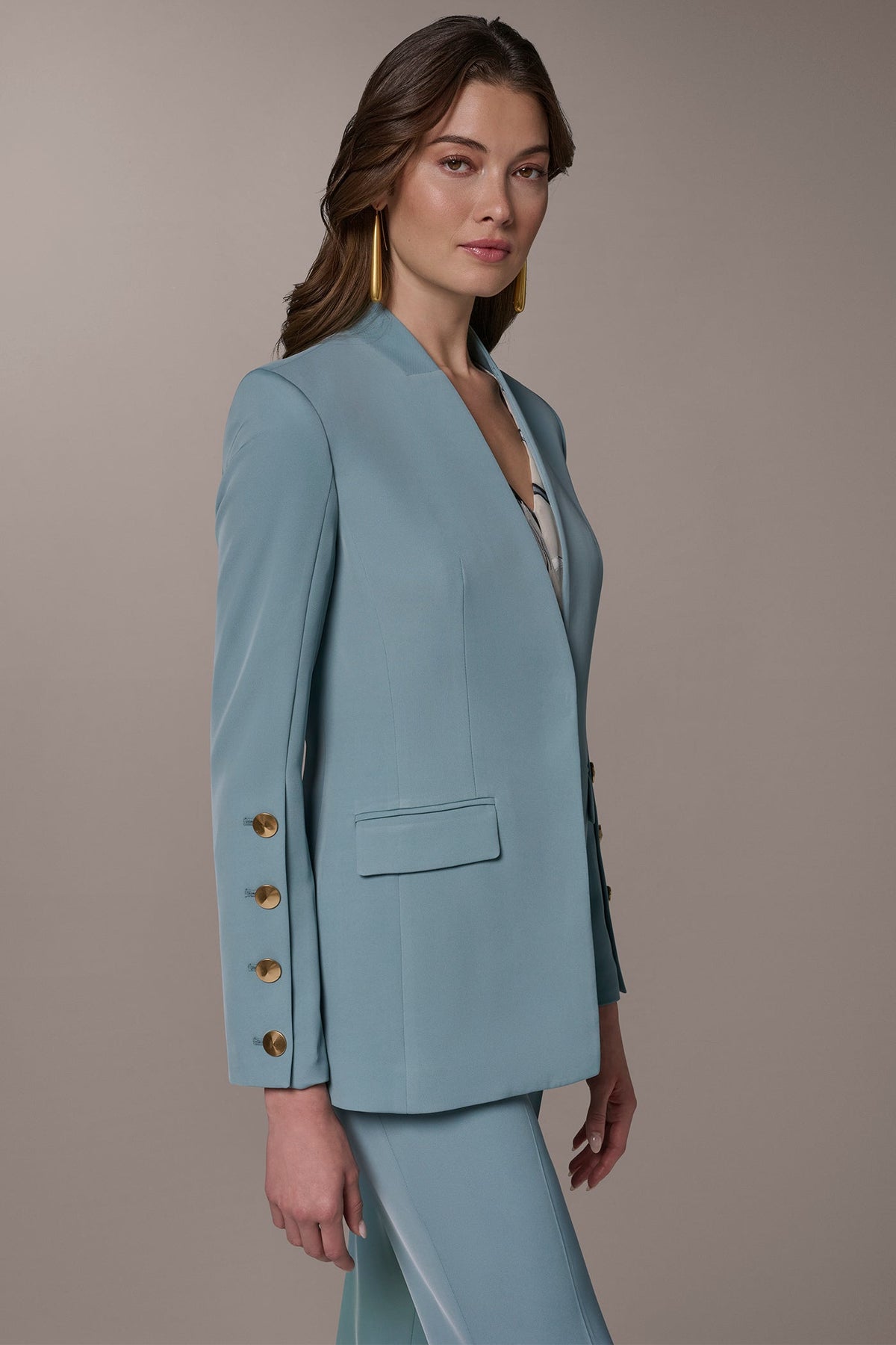 BUTTON SLEEVE SUIT BLAZER - Waterlily