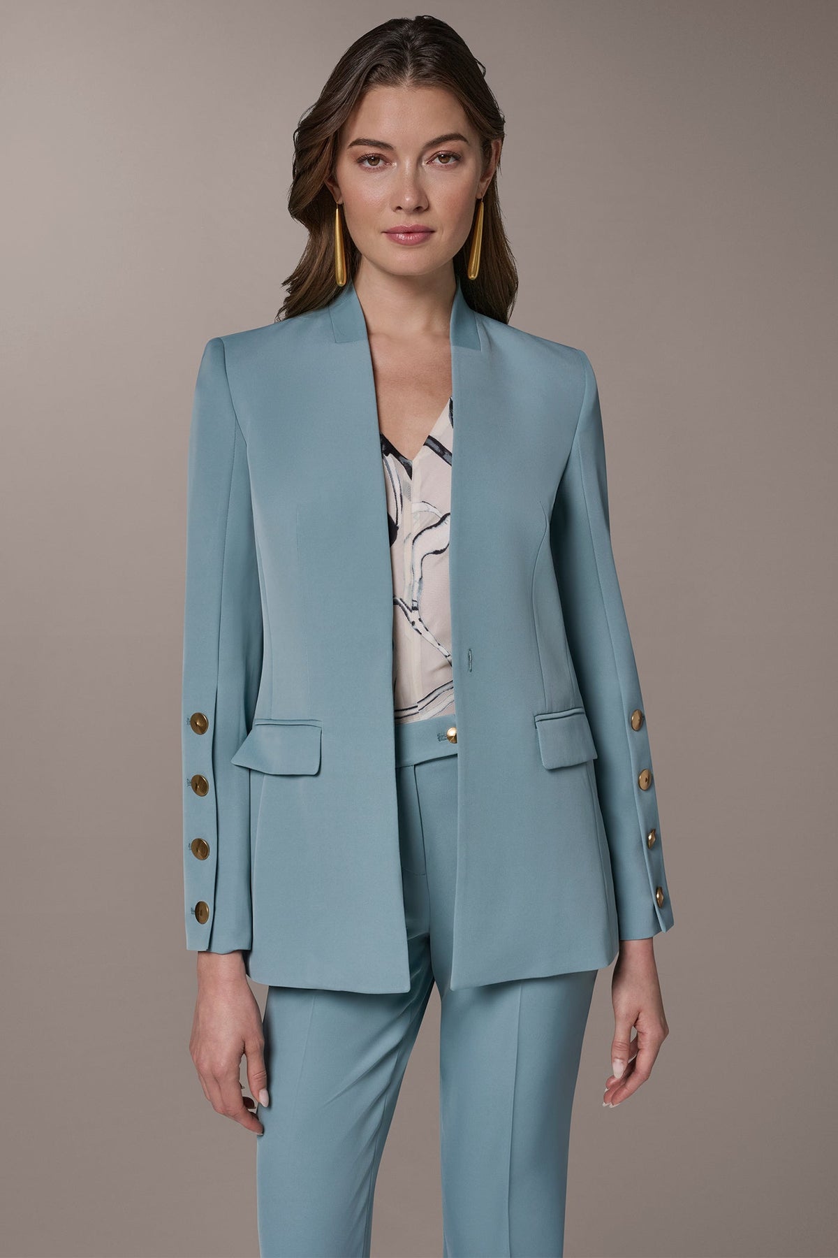 BUTTON SLEEVE SUIT BLAZER - Waterlily