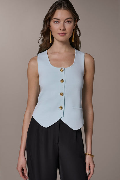 CROPPED SWEATER SUIT VEST - Skylight
