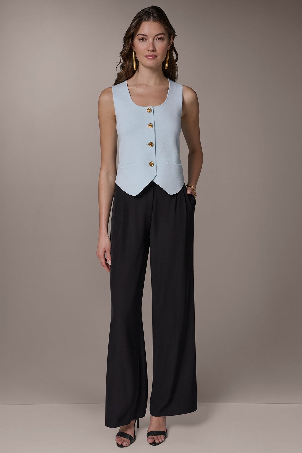 CROPPED SWEATER SUIT VEST - Skylight