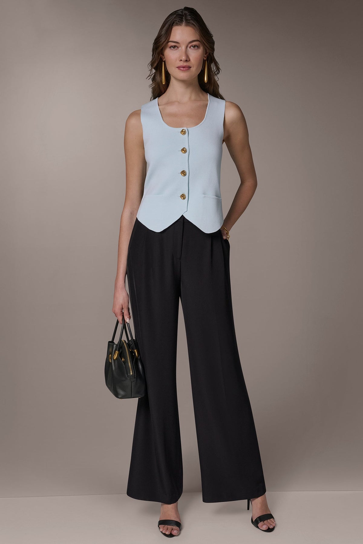 CROPPED SWEATER SUIT VEST - Skylight