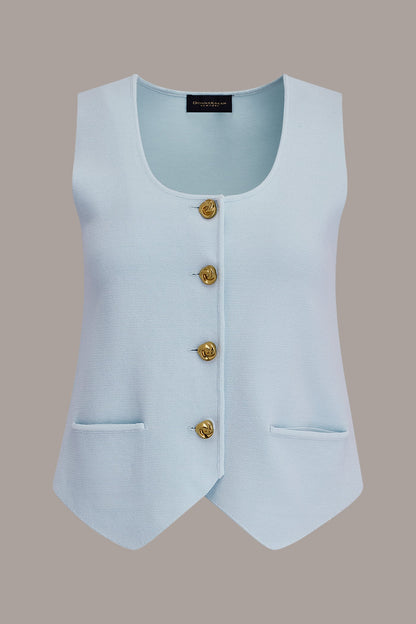 CROPPED SWEATER SUIT VEST - Skylight