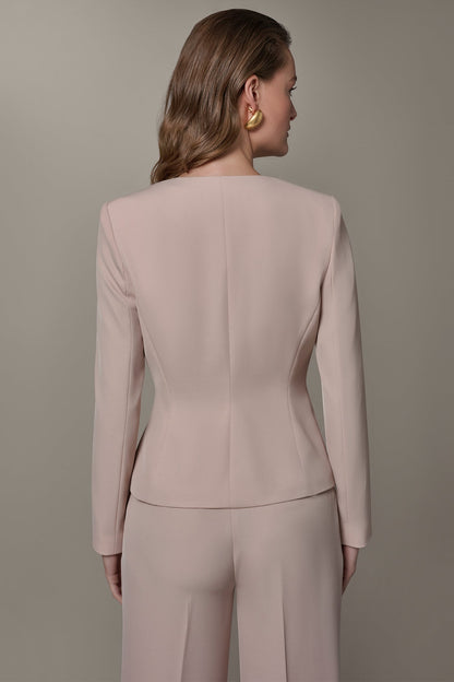 CROPPED WRAP ZIP BLAZER - Snow Petal