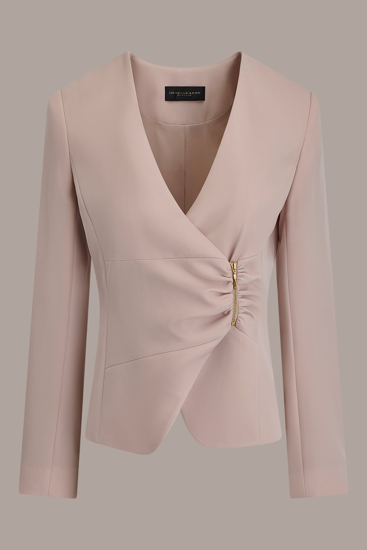CROPPED WRAP ZIP BLAZER - Snow Petal