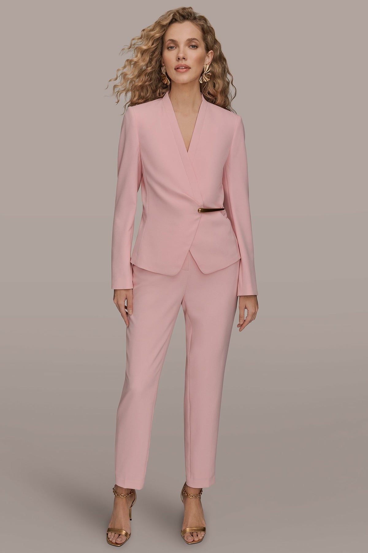 BAR-EMBELLISHED WRAP BLAZER - Pink