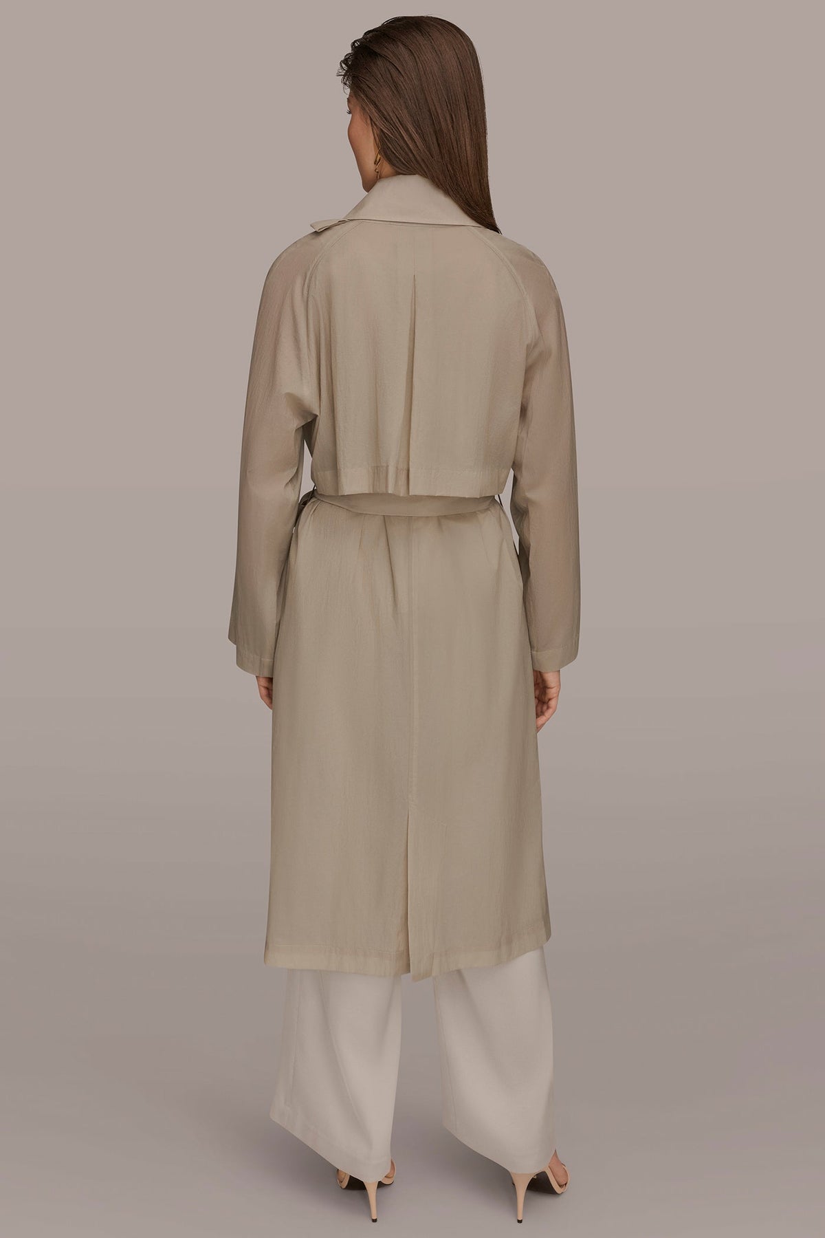 DRAPED DOUBLE-BREASTED TRENCH COAT - Tuscan Grey