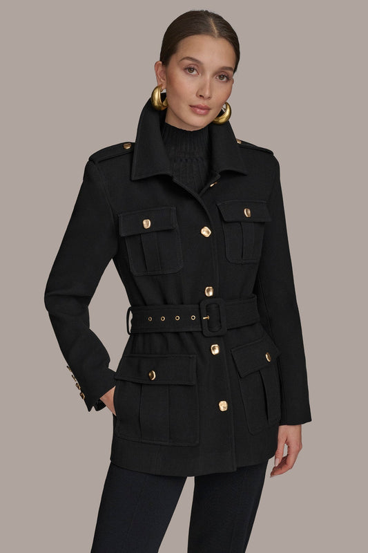 BELTED MILITARY BLAZER - Black