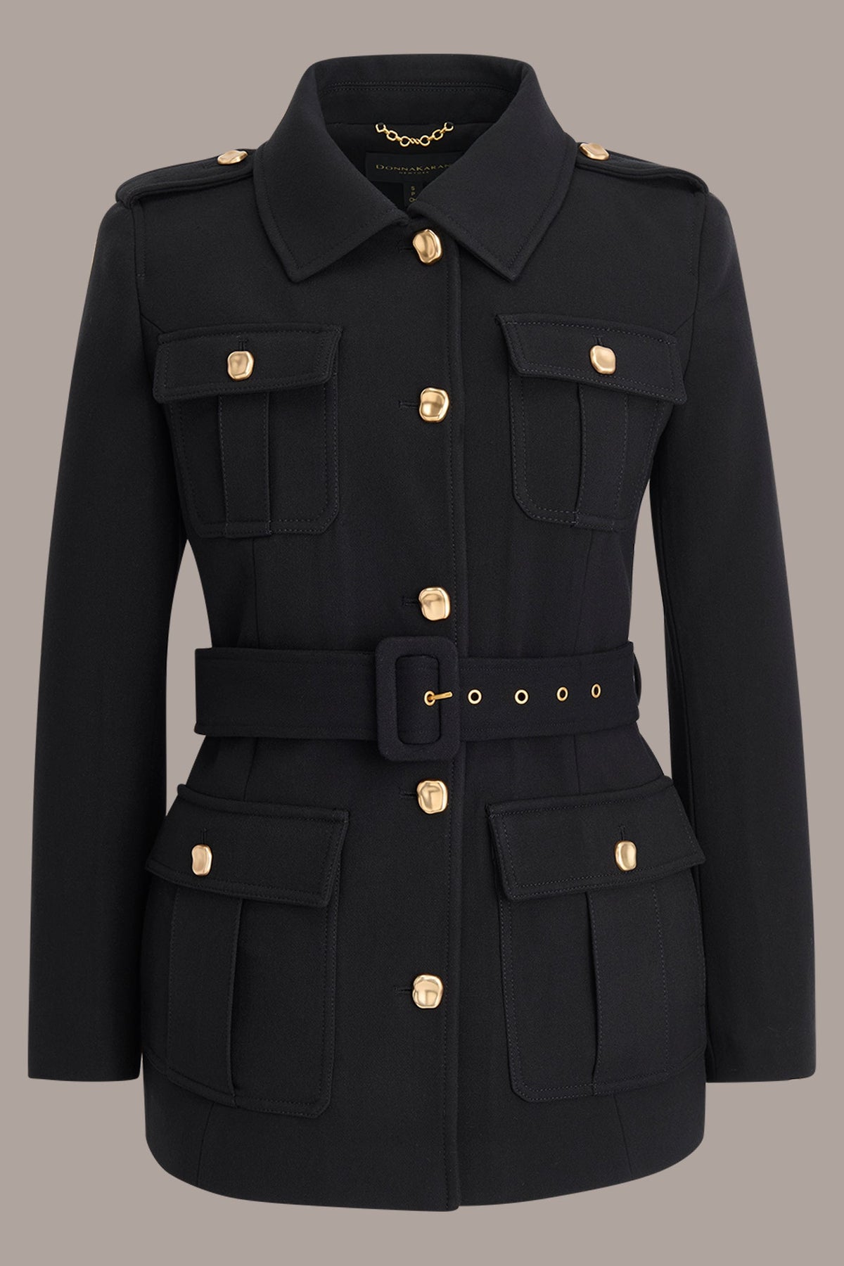 BELTED MILITARY BLAZER - Black