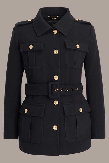 BELTED MILITARY BLAZER - Black