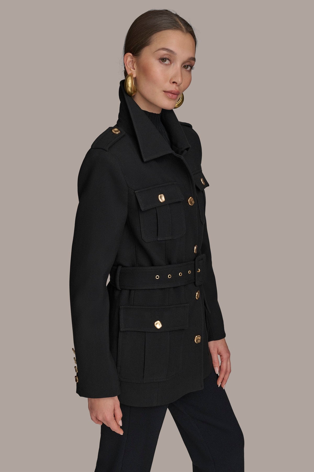 BELTED MILITARY BLAZER - Black