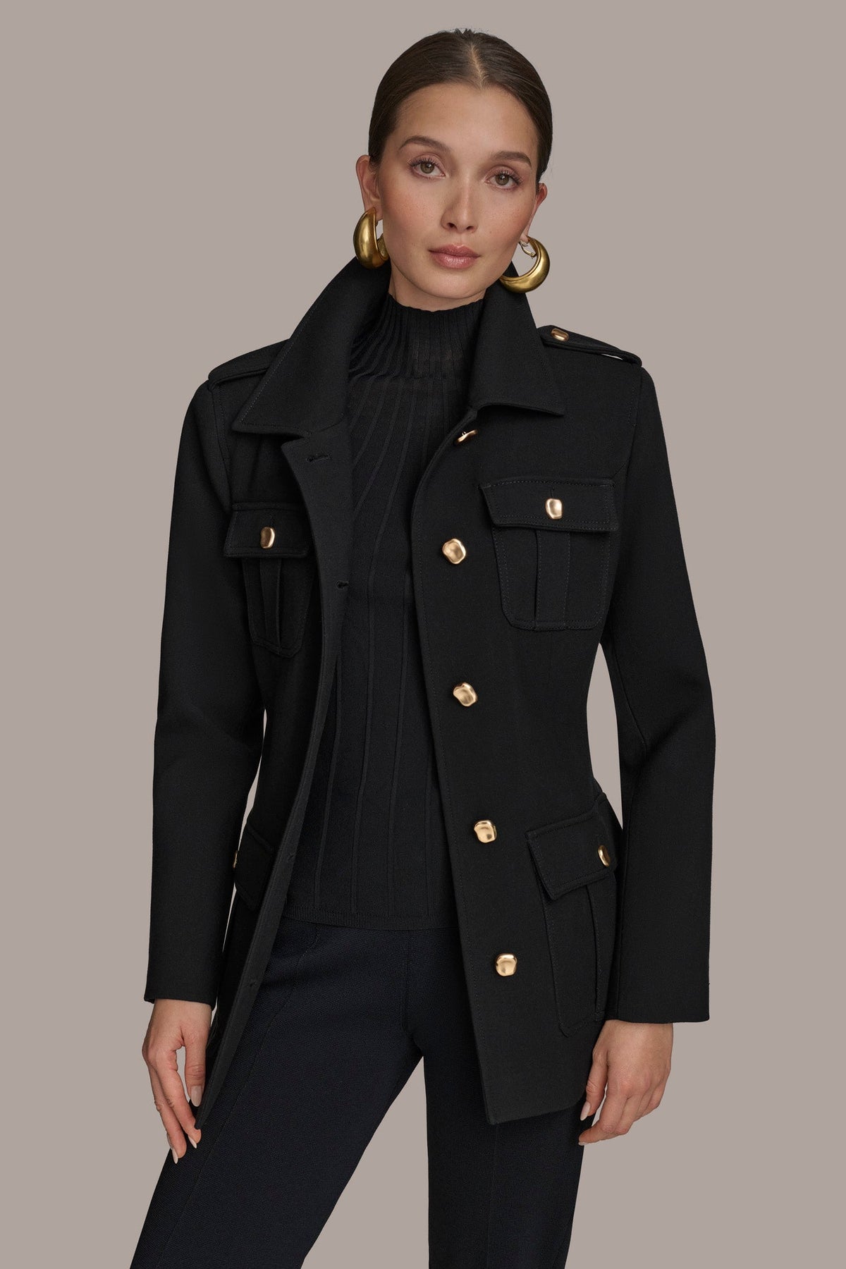 BELTED MILITARY BLAZER - Black