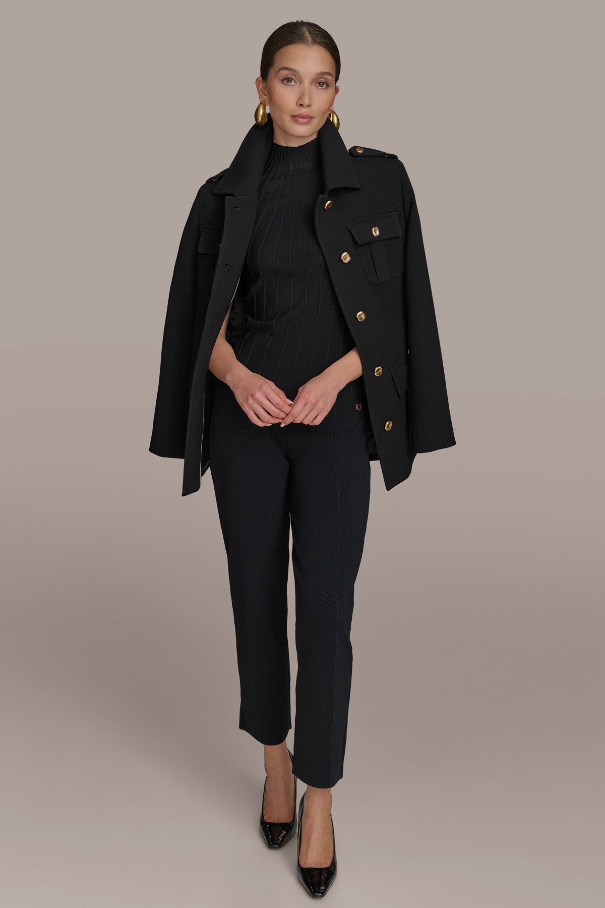 BELTED MILITARY BLAZER - Black