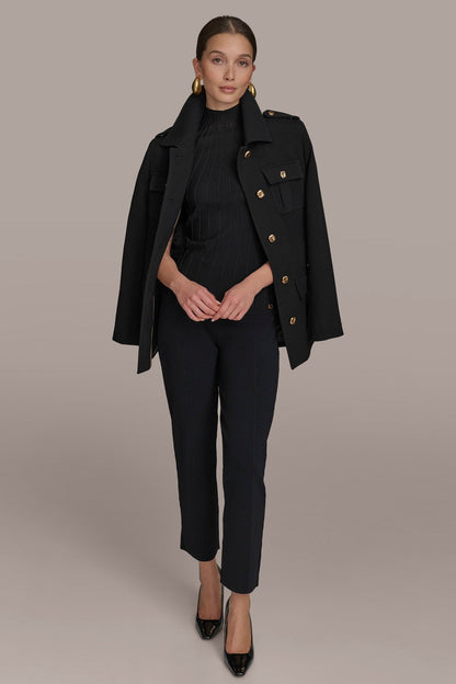 BELTED MILITARY BLAZER - Black