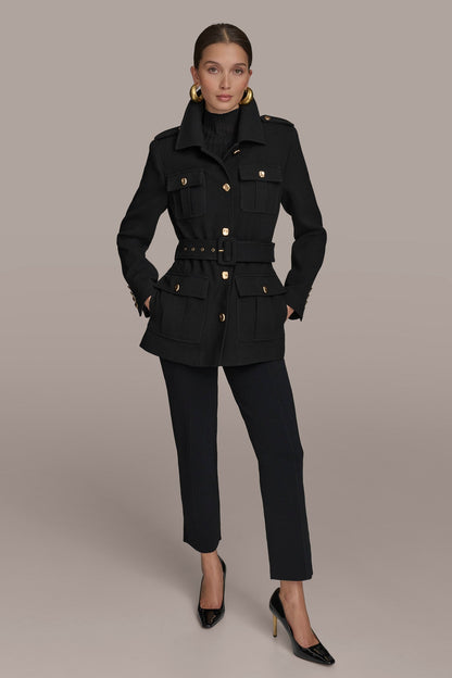 BELTED MILITARY BLAZER - Black