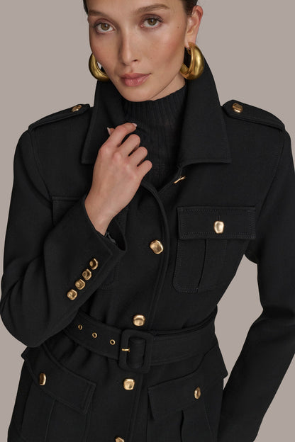 BELTED MILITARY BLAZER - Black