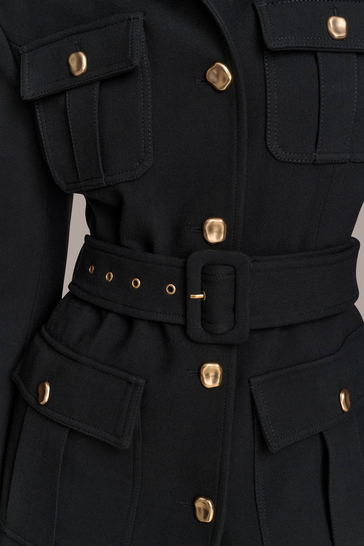 BELTED MILITARY BLAZER - Black