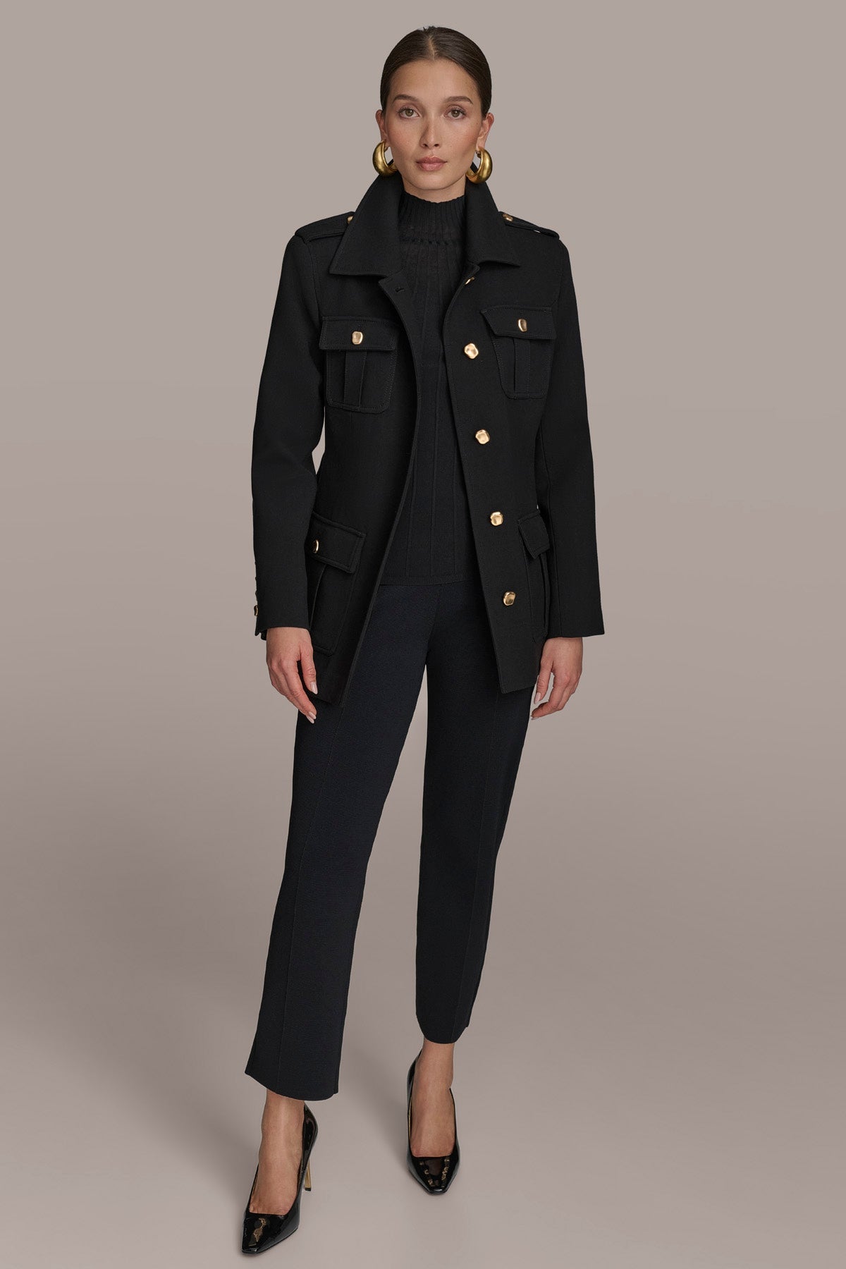 BELTED MILITARY BLAZER - Black