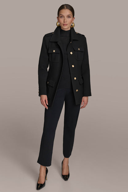BELTED MILITARY BLAZER - Black