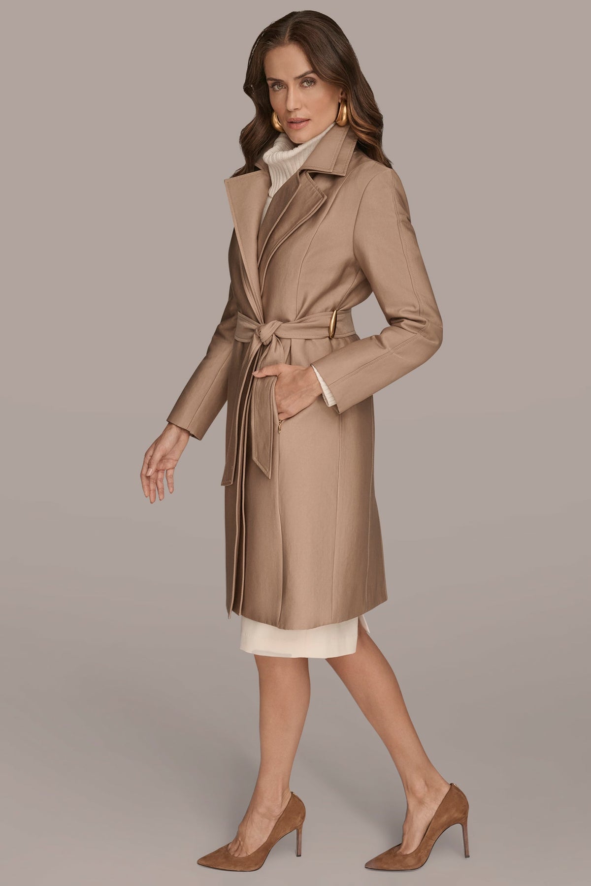 DOUBLE COLLAR TRENCH - KHAKI