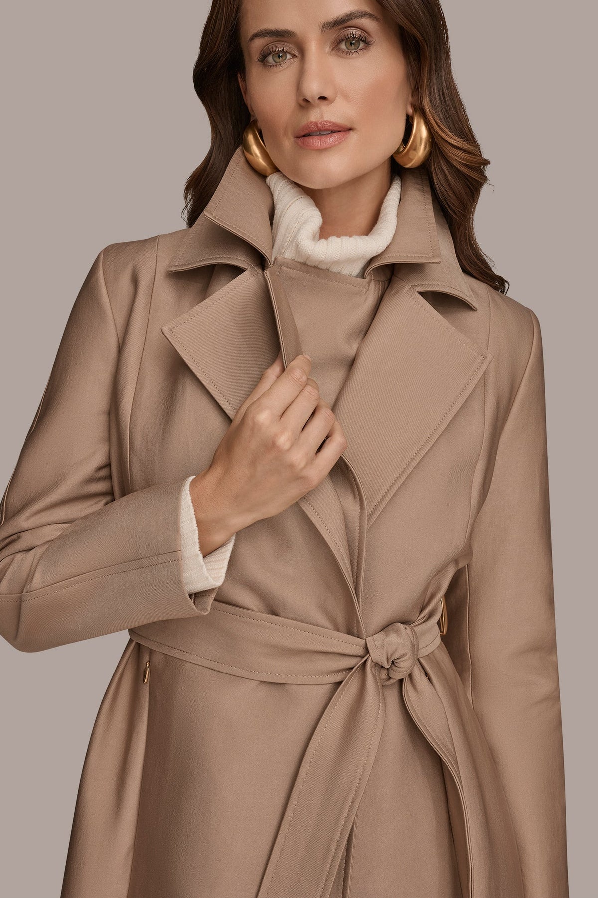 DOUBLE COLLAR TRENCH - KHAKI