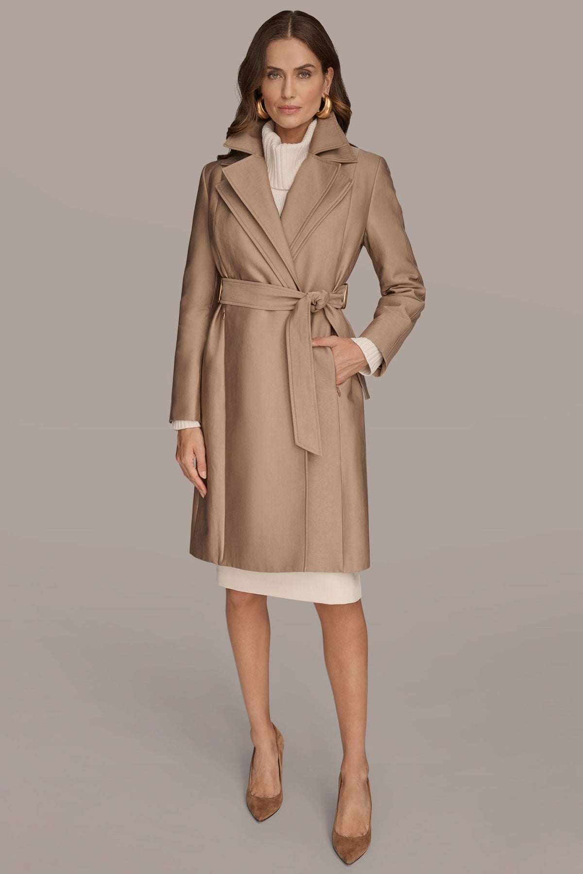 DOUBLE COLLAR TRENCH - KHAKI
