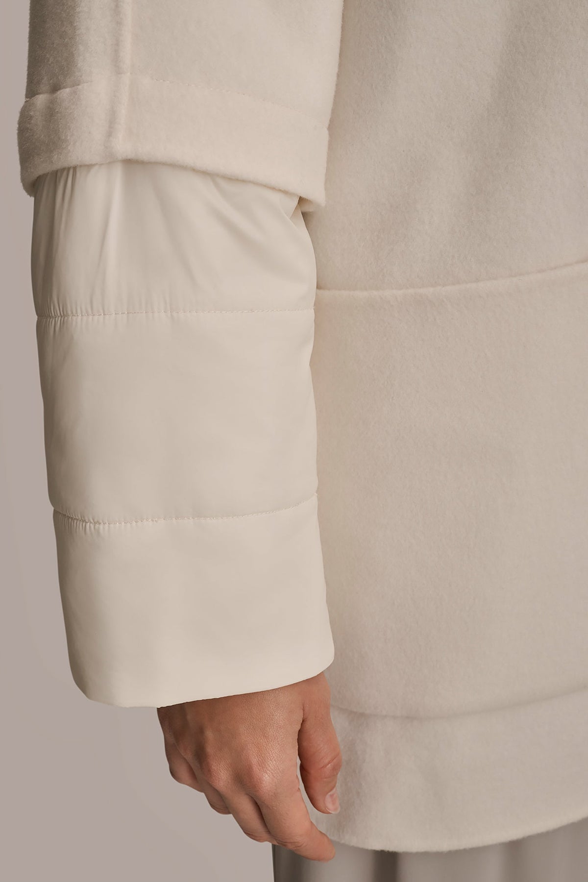 HOODED WOOL-BLEND CAPE COAT - CREAM