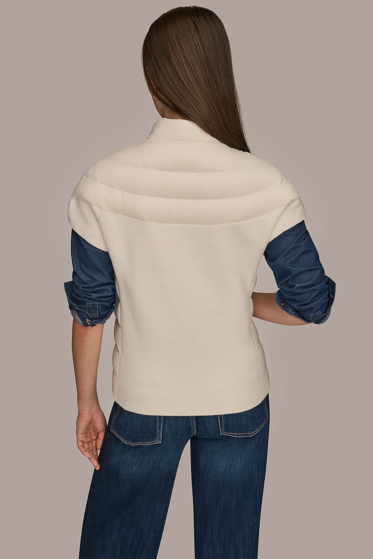 CAP SLEEVE PUFFER VEST - CREAM