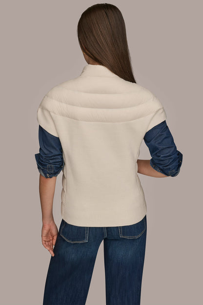 CAP SLEEVE PUFFER VEST - CREAM