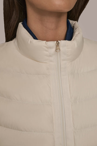 CAP SLEEVE PUFFER VEST - CREAM