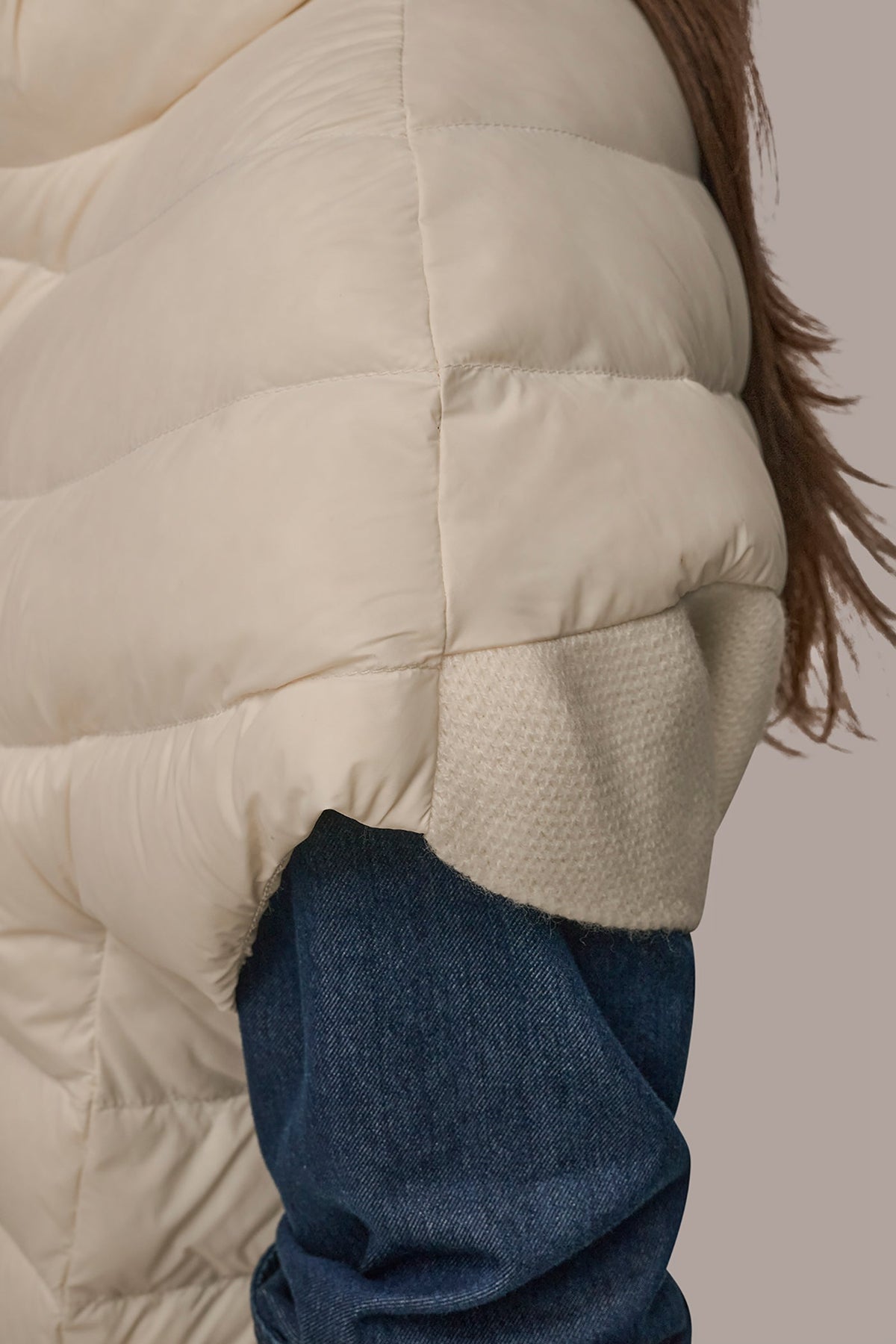 CAP SLEEVE PUFFER VEST - CREAM
