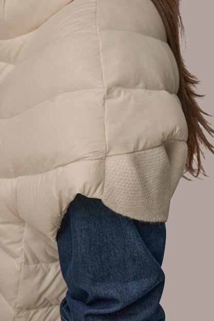 CAP SLEEVE PUFFER VEST - CREAM