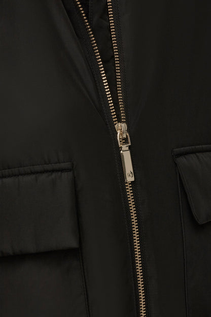 HOODED LIGHT QUILT JACKET - Black