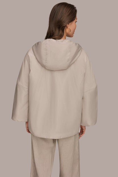 HOODED LIGHT QUILT JACKET - Tuscan Grey