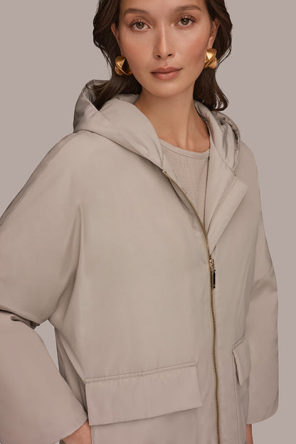 HOODED LIGHT QUILT JACKET - Tuscan Grey