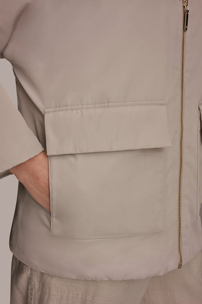 HOODED LIGHT QUILT JACKET - Tuscan Grey