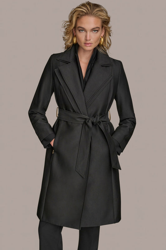 DOUBLE COLLAR TRENCH - Black