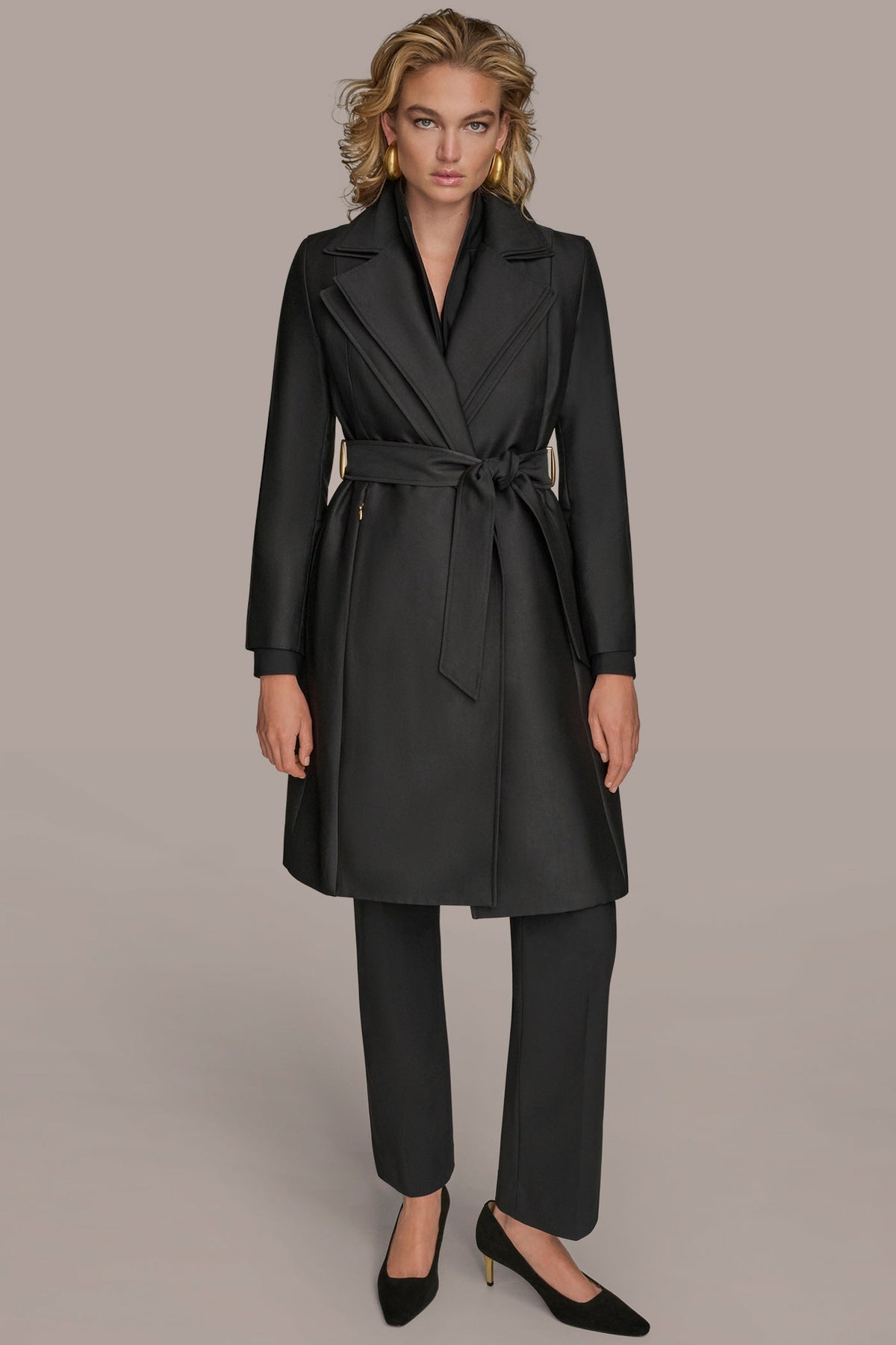 DOUBLE COLLAR TRENCH - Black