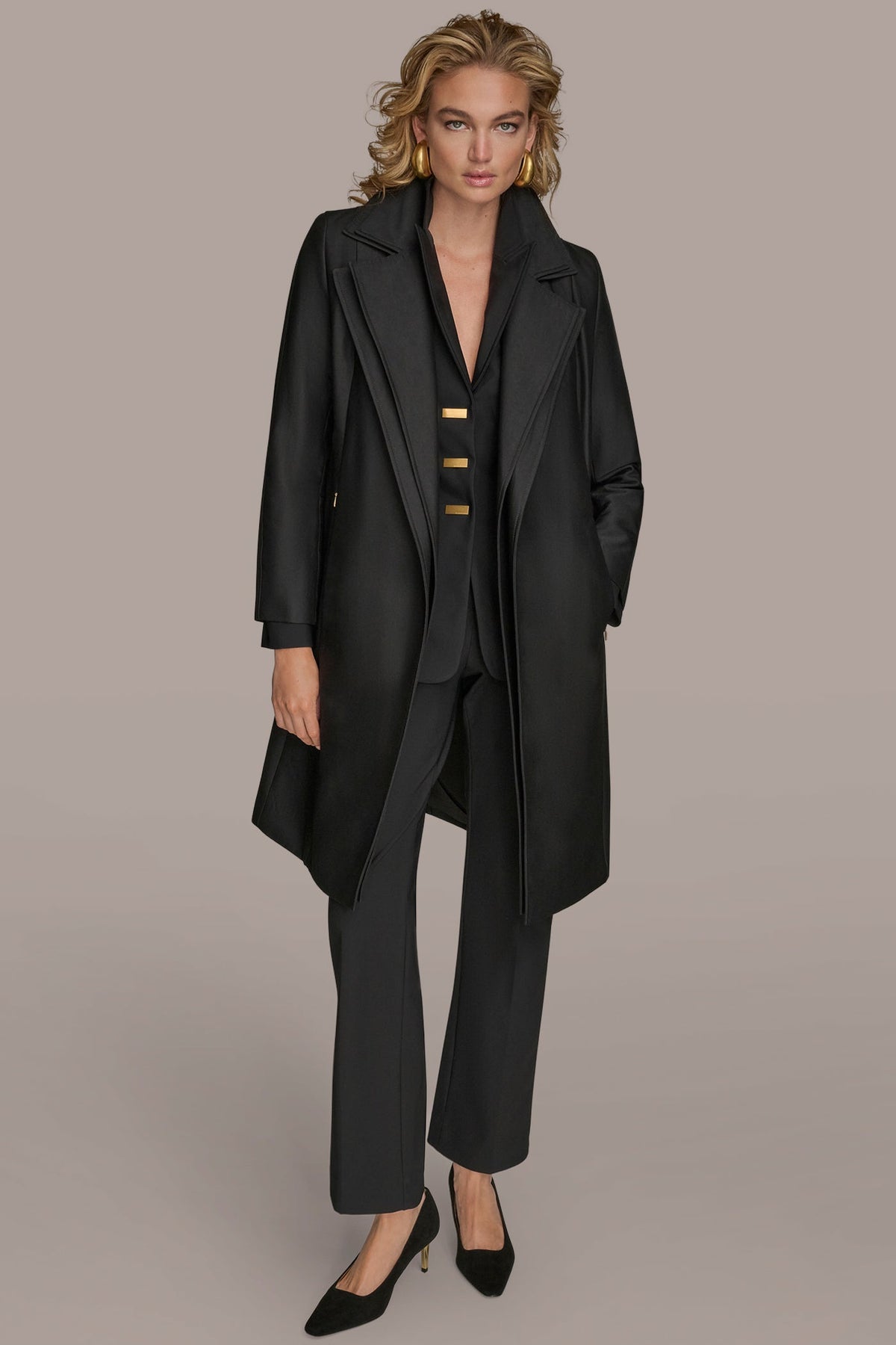 DOUBLE COLLAR TRENCH - Black