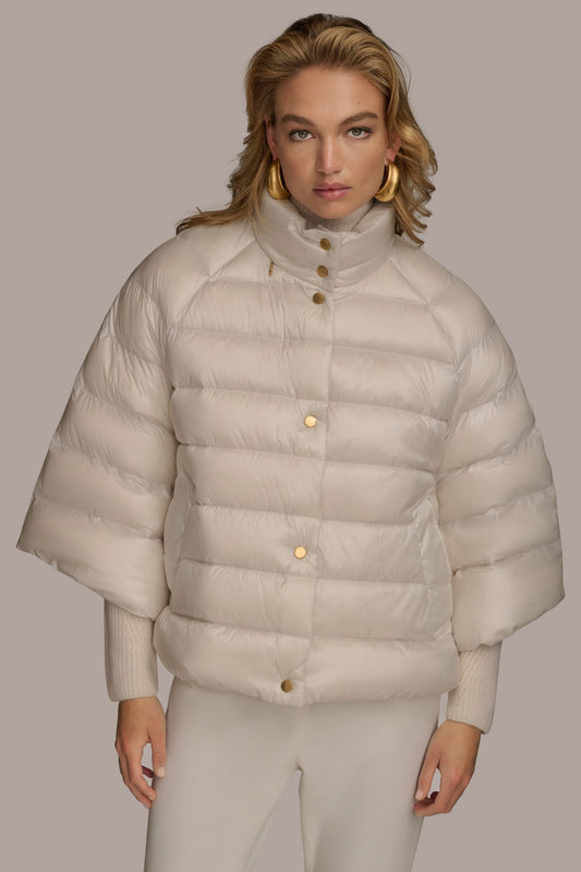 PUFFER CAPE - WHITE SAND