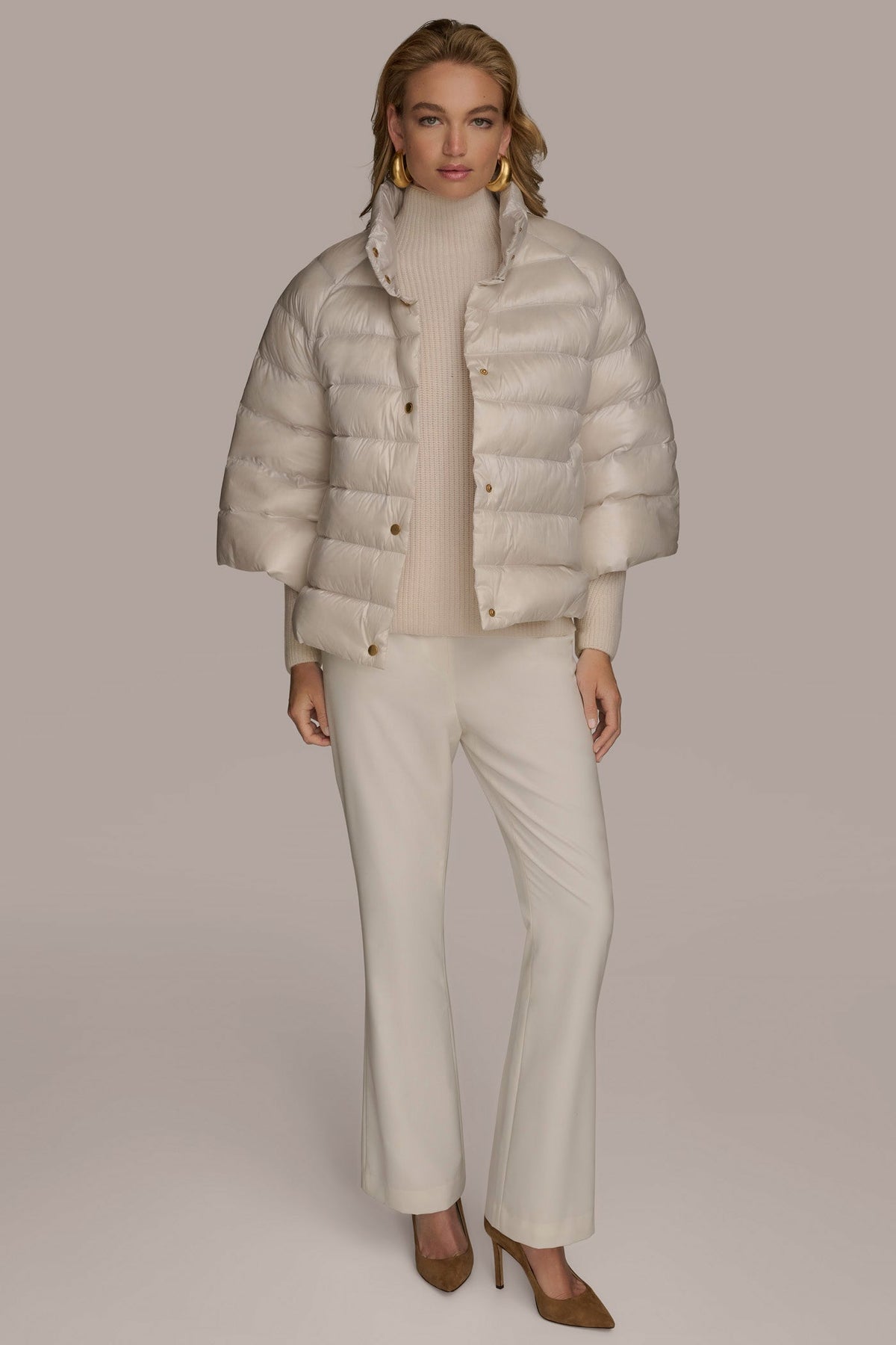 PUFFER CAPE - WHITE SAND