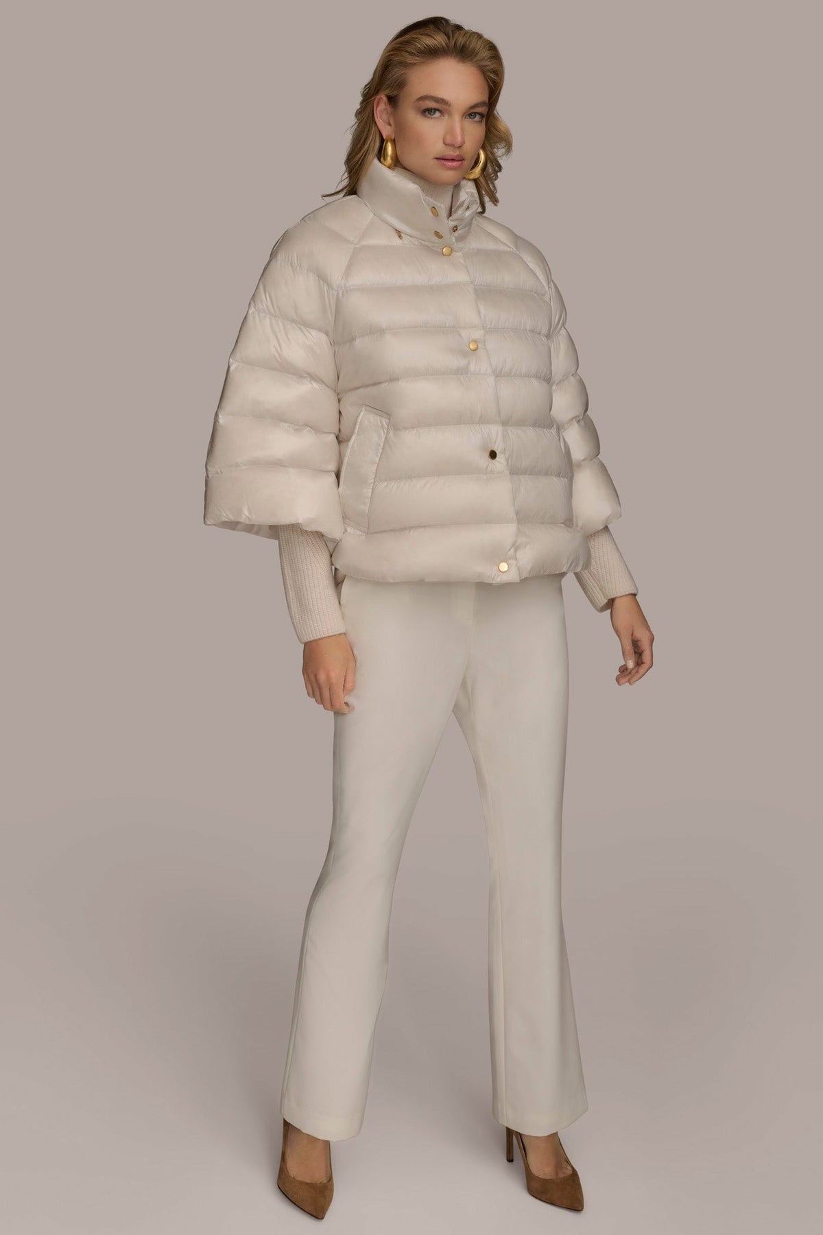 PUFFER CAPE - WHITE SAND