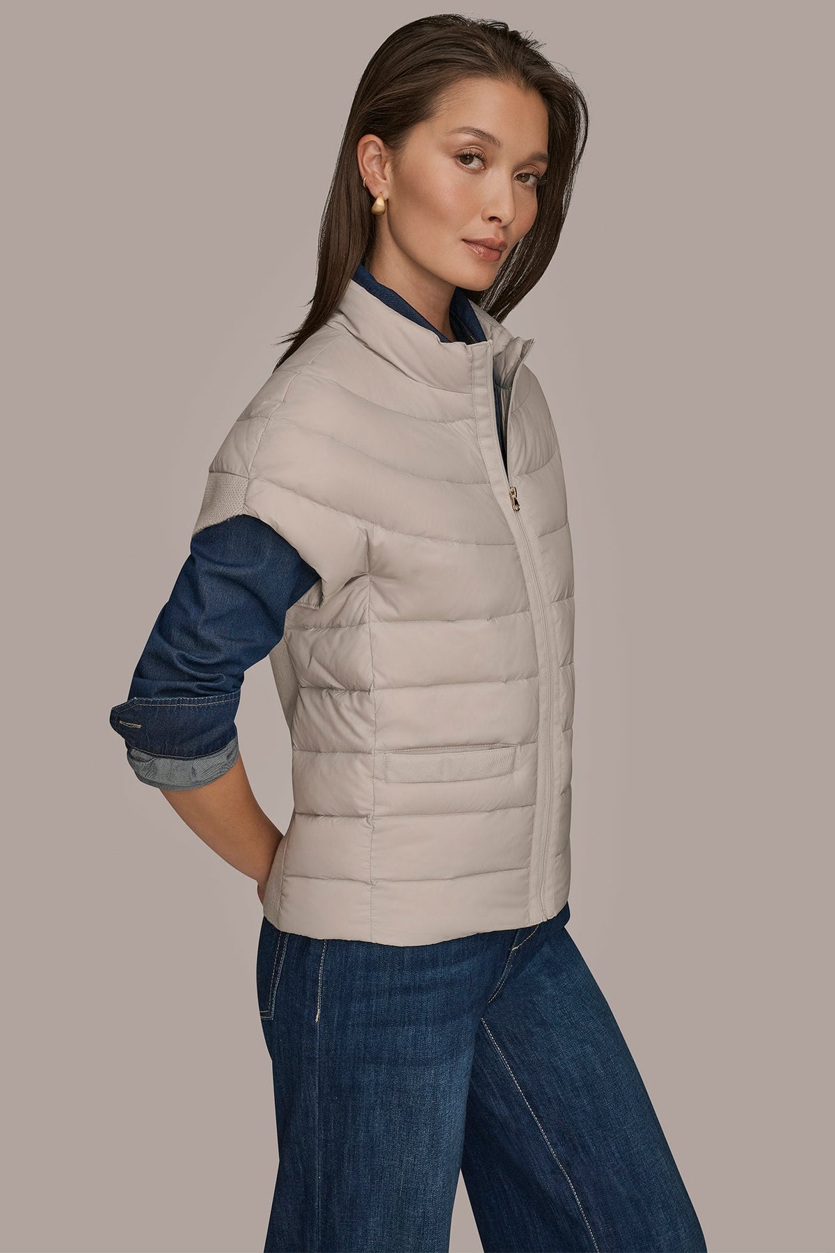 CAP SLEEVE PUFFER VEST - VAPOR