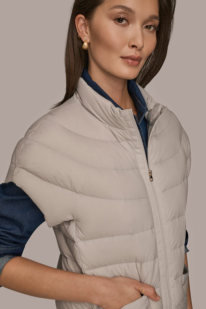 CAP SLEEVE PUFFER VEST - VAPOR