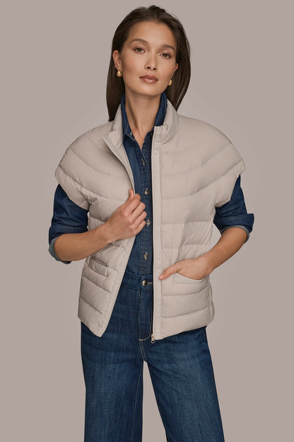 CAP SLEEVE PUFFER VEST - VAPOR