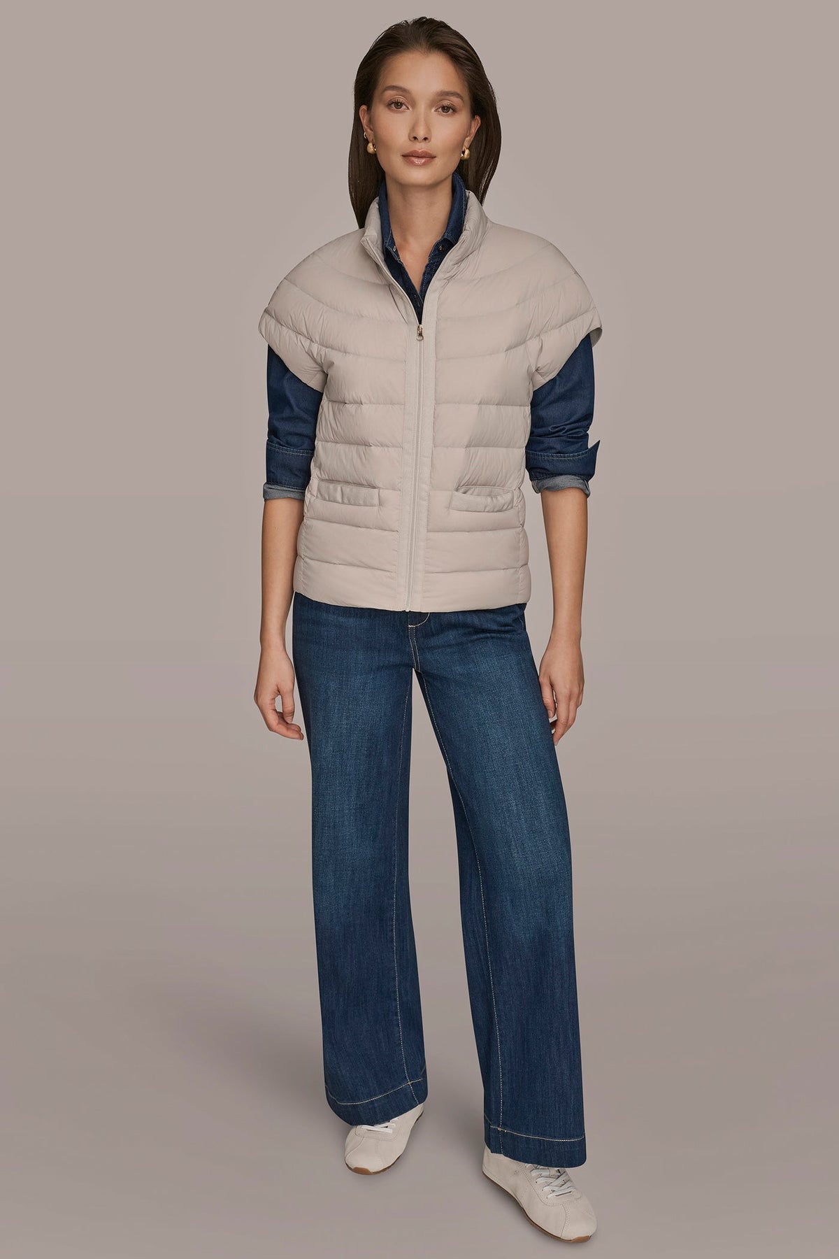 CAP SLEEVE PUFFER VEST - VAPOR