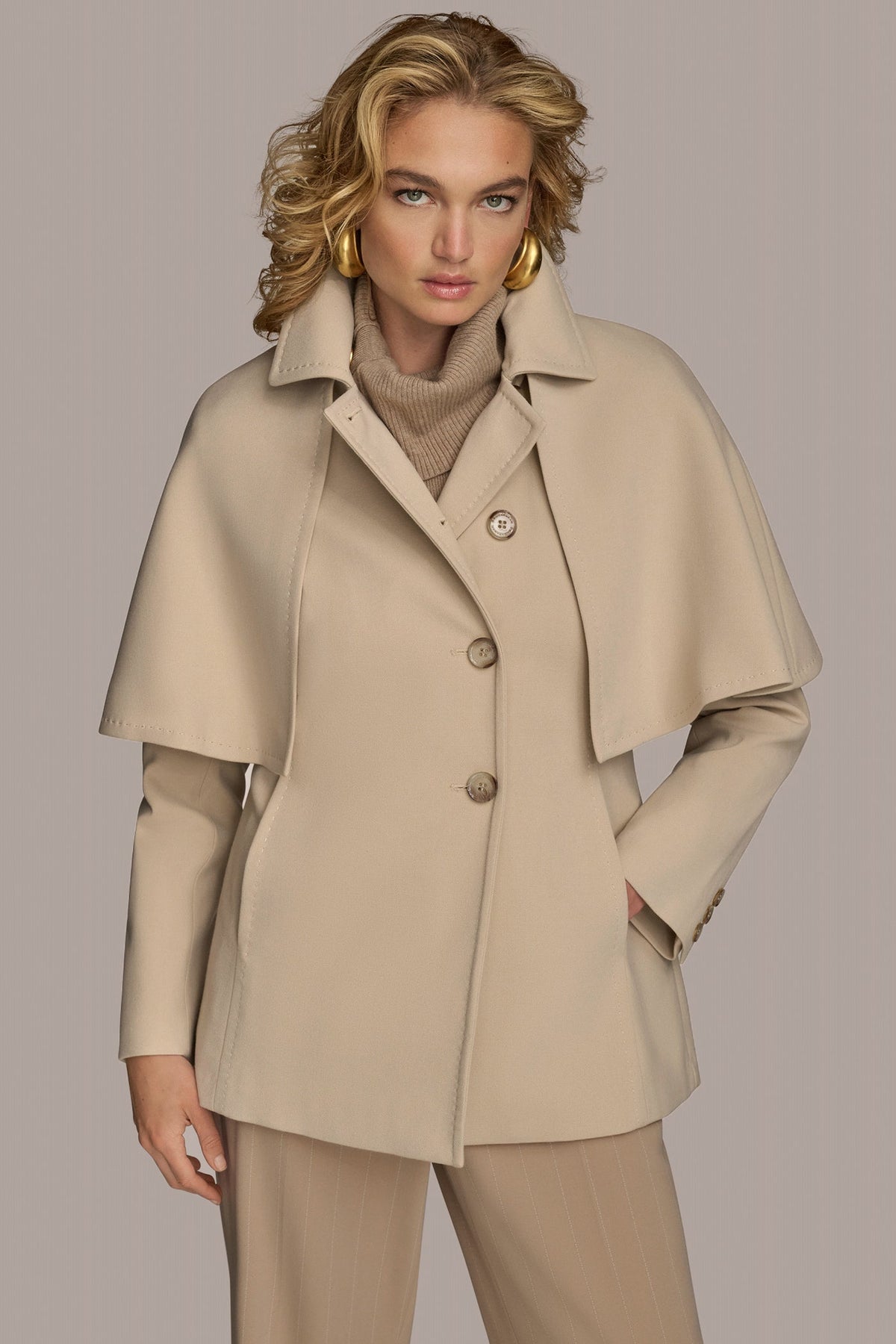 WATER REPELLENT CREPE CAPELET - Ivory