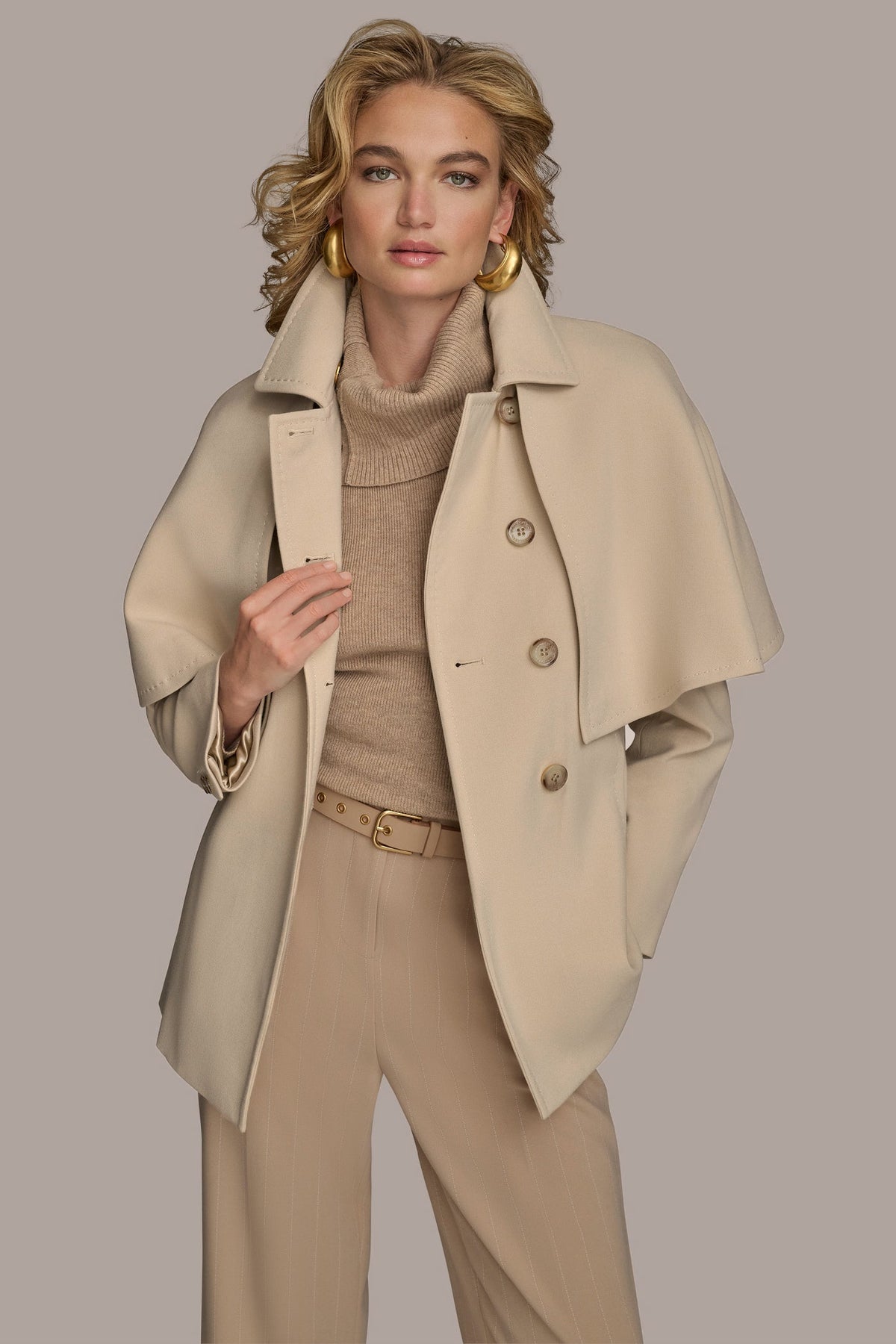 WATER REPELLENT CREPE CAPELET - Ivory