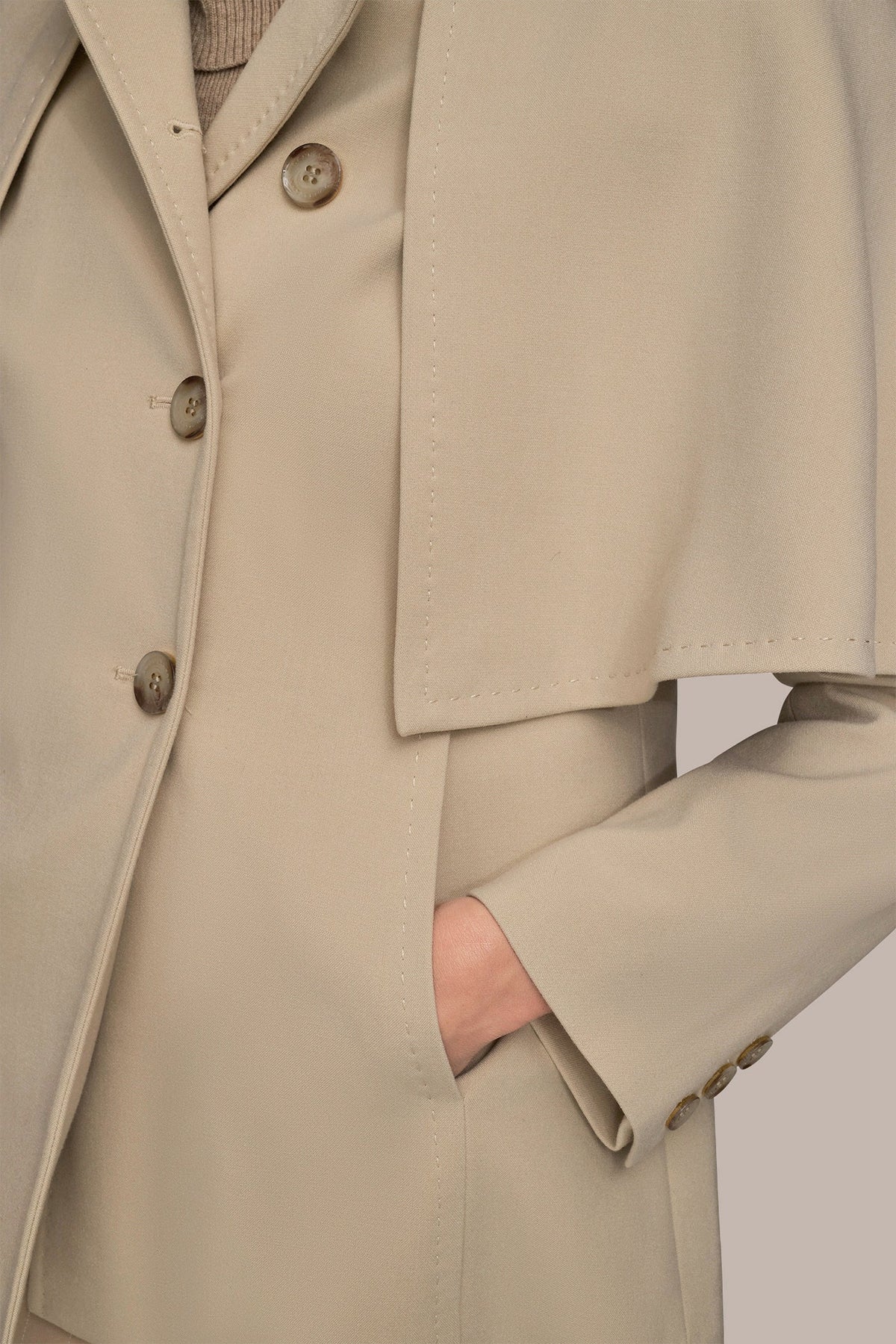 WATER REPELLENT CREPE CAPELET - Ivory